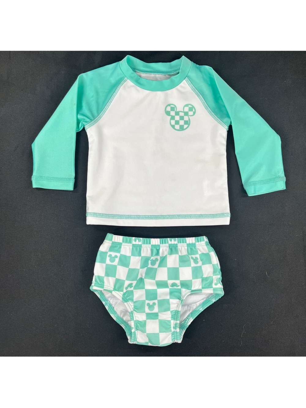 Disney Kids Swim Two-Piece Rash Guard Set in Mint Size 3/6 month